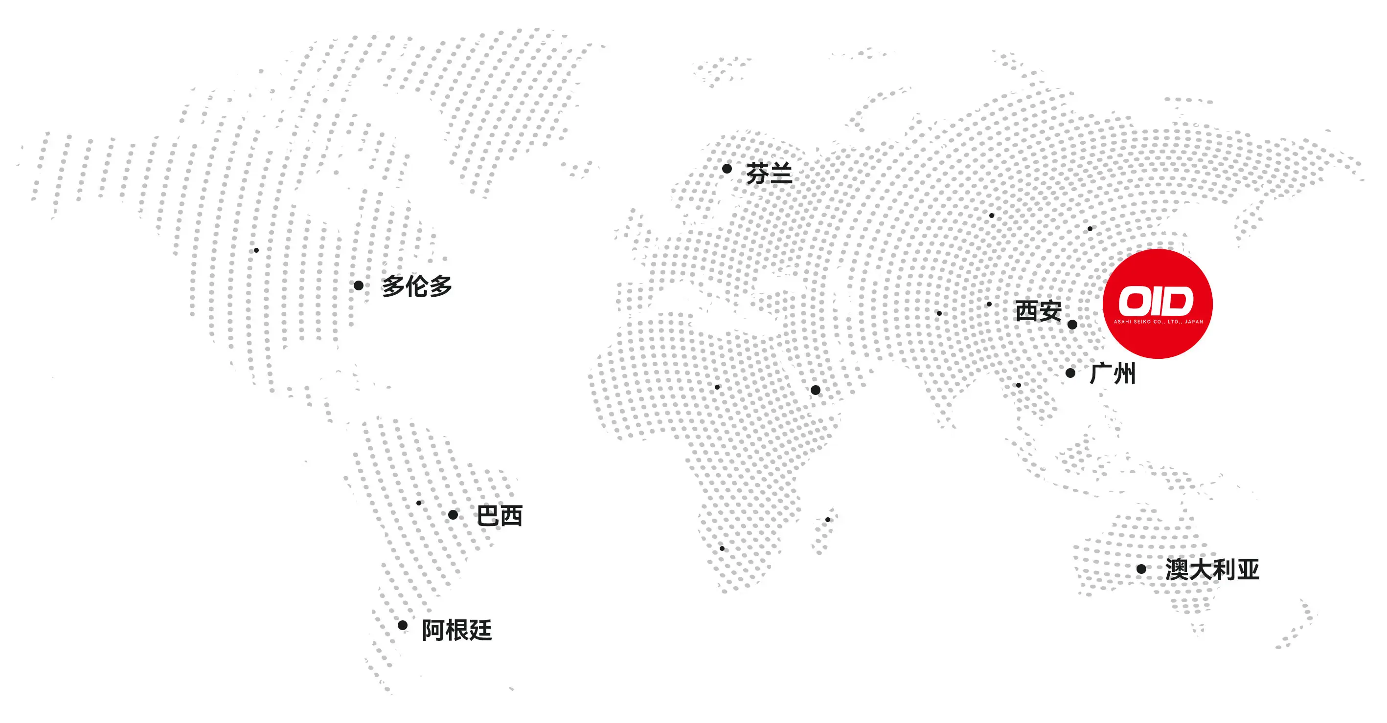 OID軸承全球销售网络地图